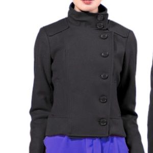 Kenneth Cole Asymmetric Wool Bomber Pea Coat